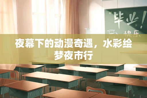 夜幕下的动漫奇遇，水彩绘梦夜市行