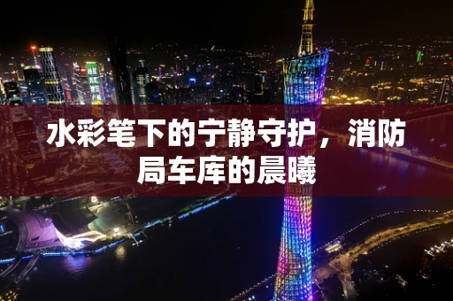 水彩笔下的宁静守护，消防局车库的晨曦