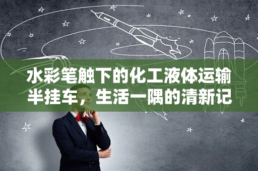 水彩笔触下的化工液体运输半挂车，生活一隅的清新记录