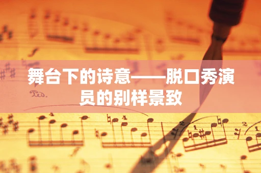 舞台下的诗意——脱口秀演员的别样景致