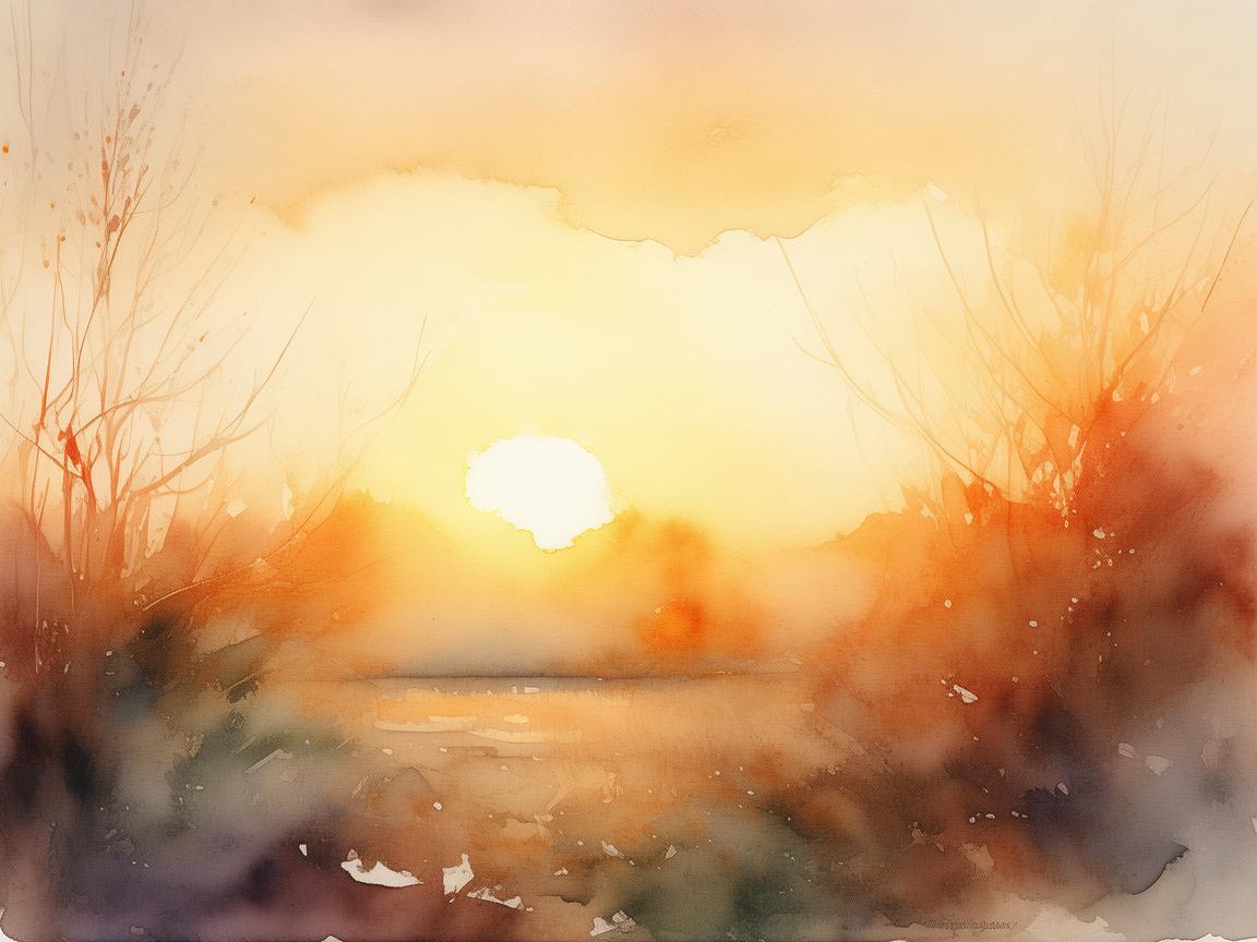 水彩笔触下的温情与遗憾，一抹未尽的夕阳