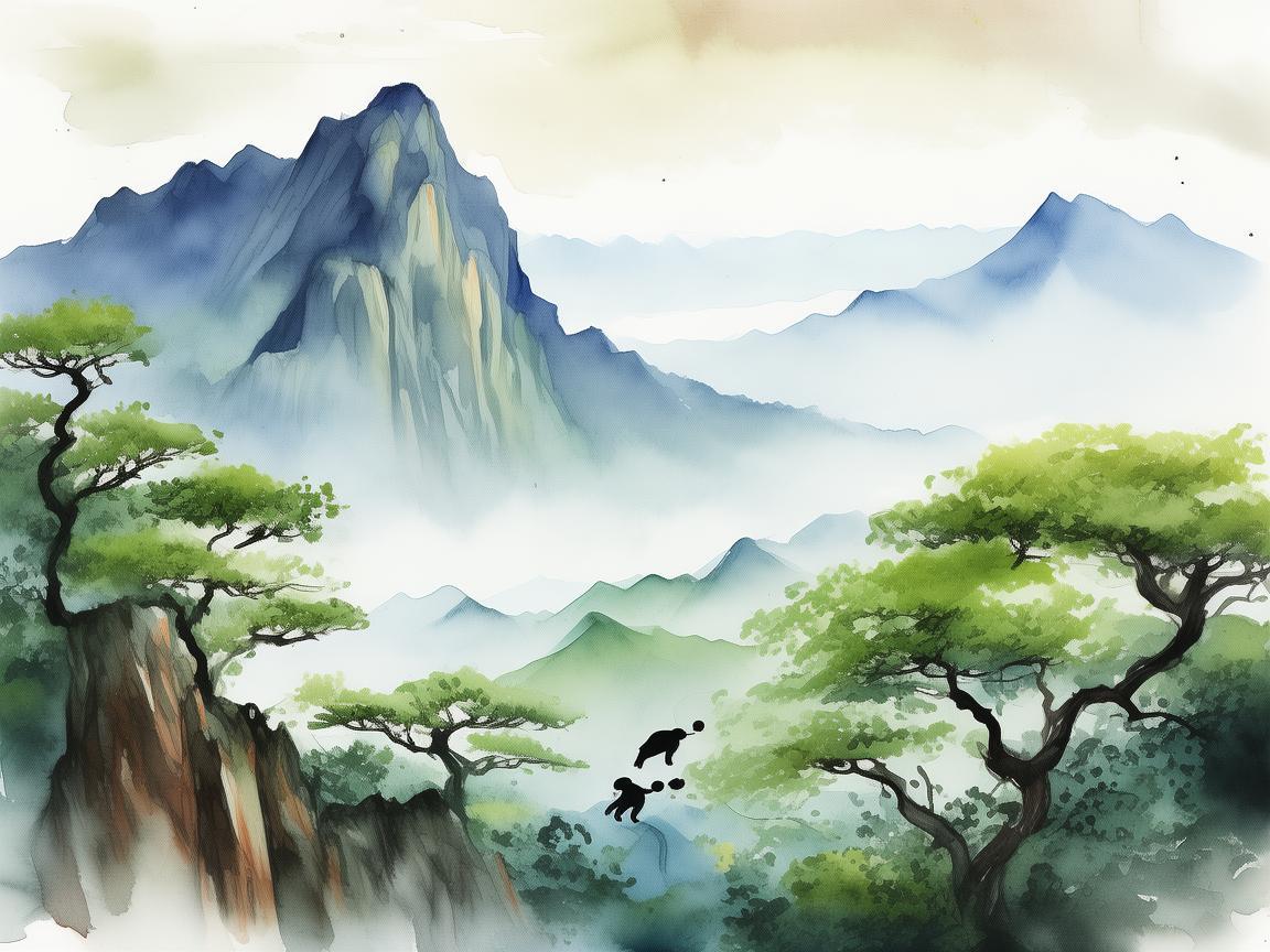 水彩笔下的宁静警报，峨眉山猴影·警方辟谣的清新篇章