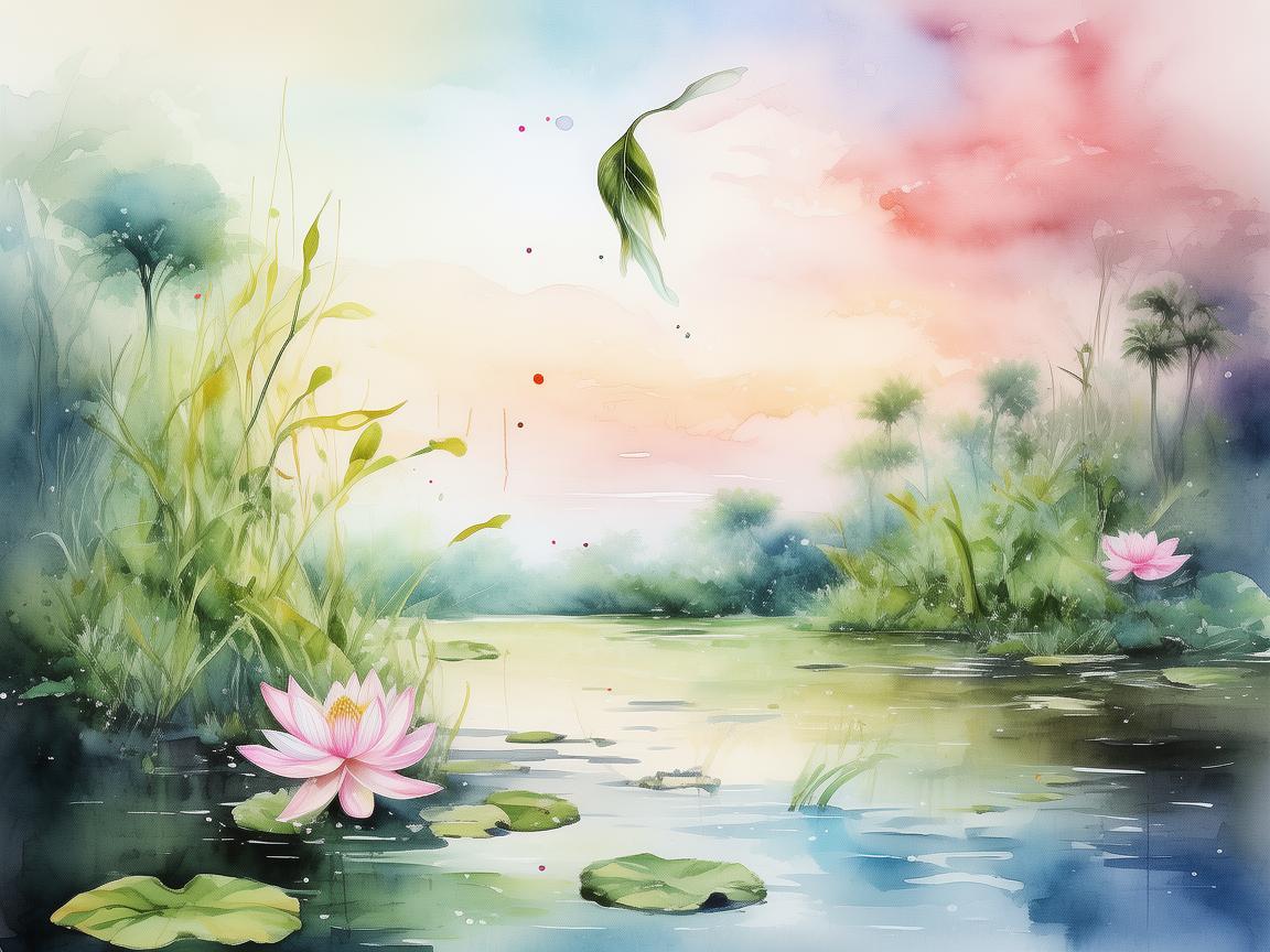 柬埔寨水彩，生命的坠落与自然的静谧