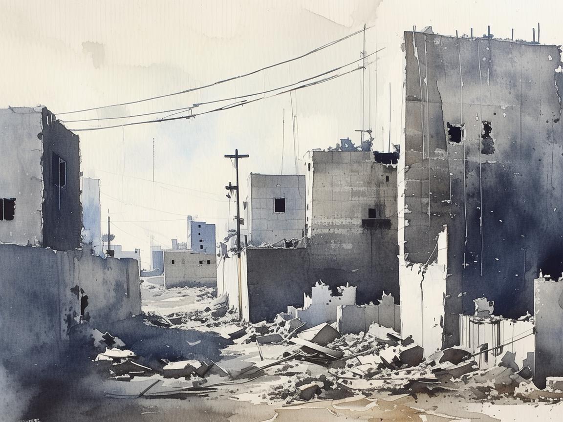 水彩笔下的沉重，加沙地带之殇