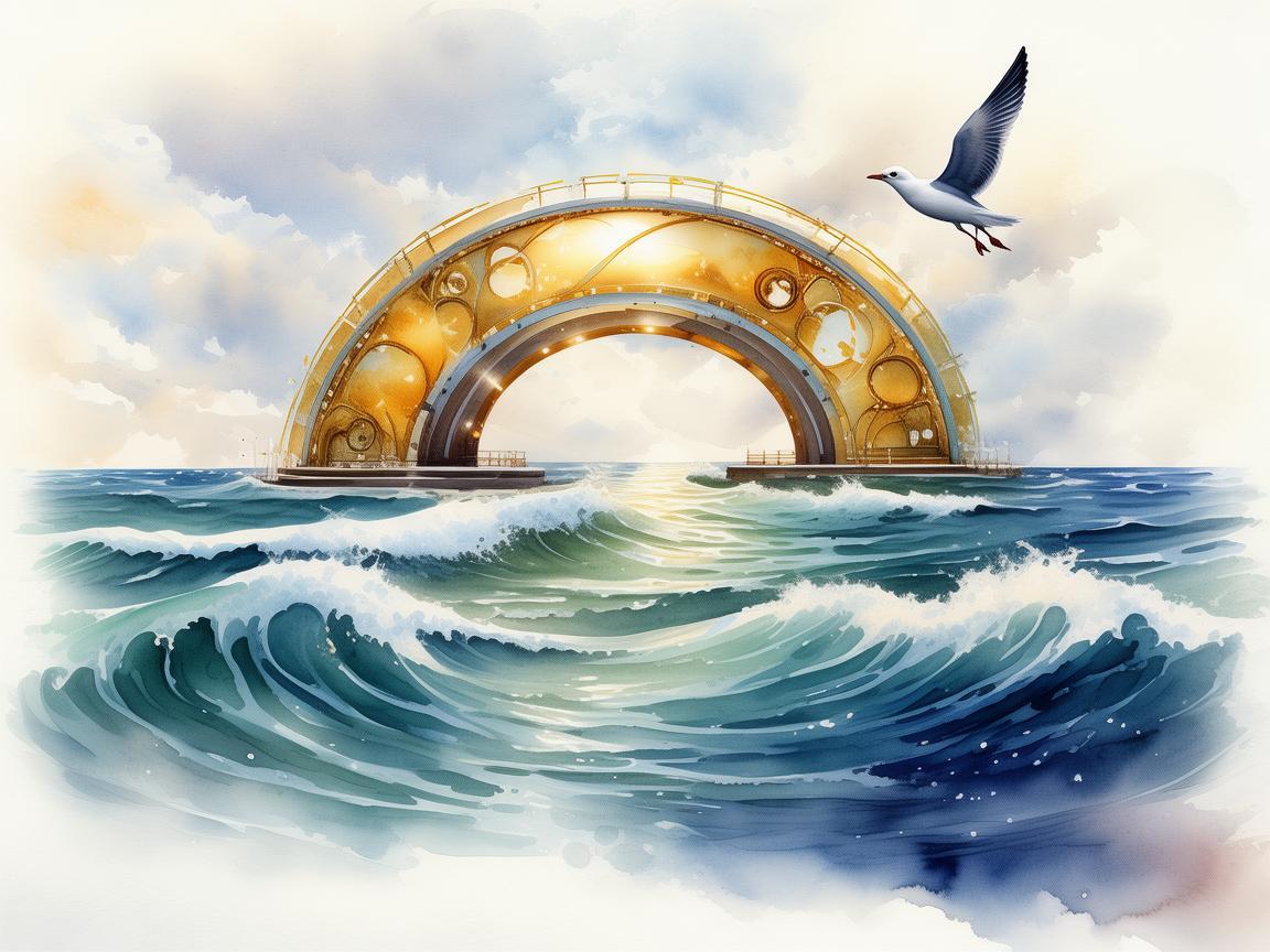 海燕与金穹，水彩笔下的科技与自然交响曲